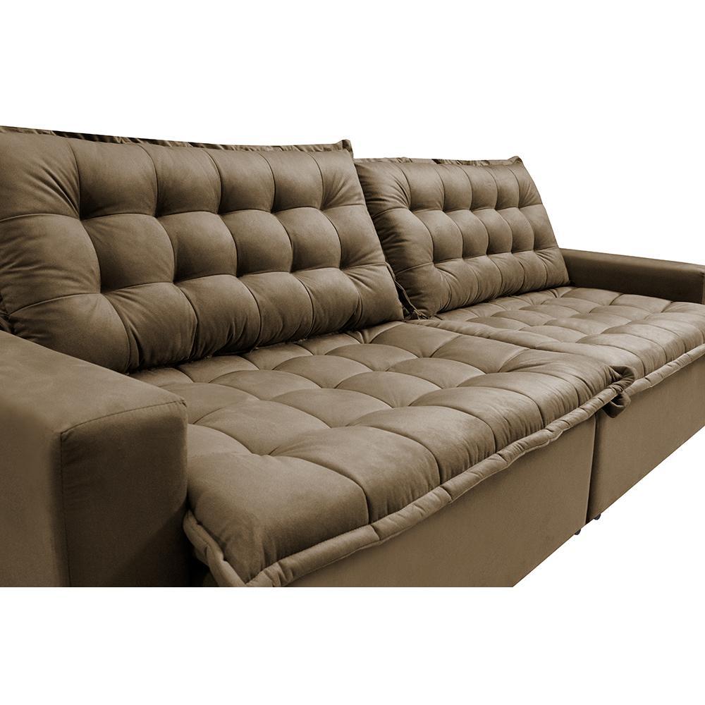 Sofá Retrátil Reclinável e Cama 2,75m Cama inBox Flex Suede Velusoft Castor - 4