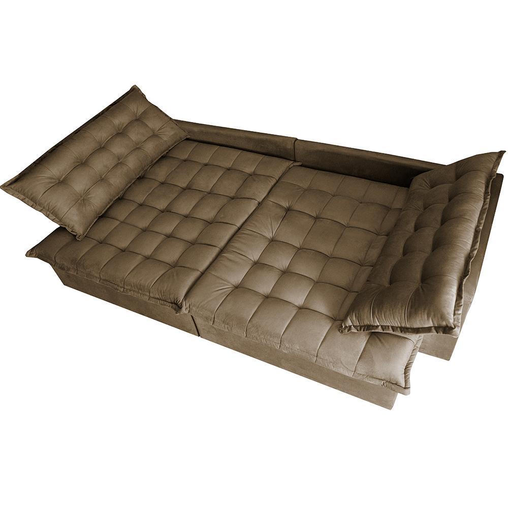 Sofá Retrátil Reclinável e Cama 2,75m Cama inBox Flex Suede Velusoft Castor - 5