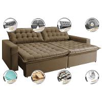 Sofá Retrátil Reclinável e Cama 2,75m Cama inBox Flex Suede Velusoft Castor - 3