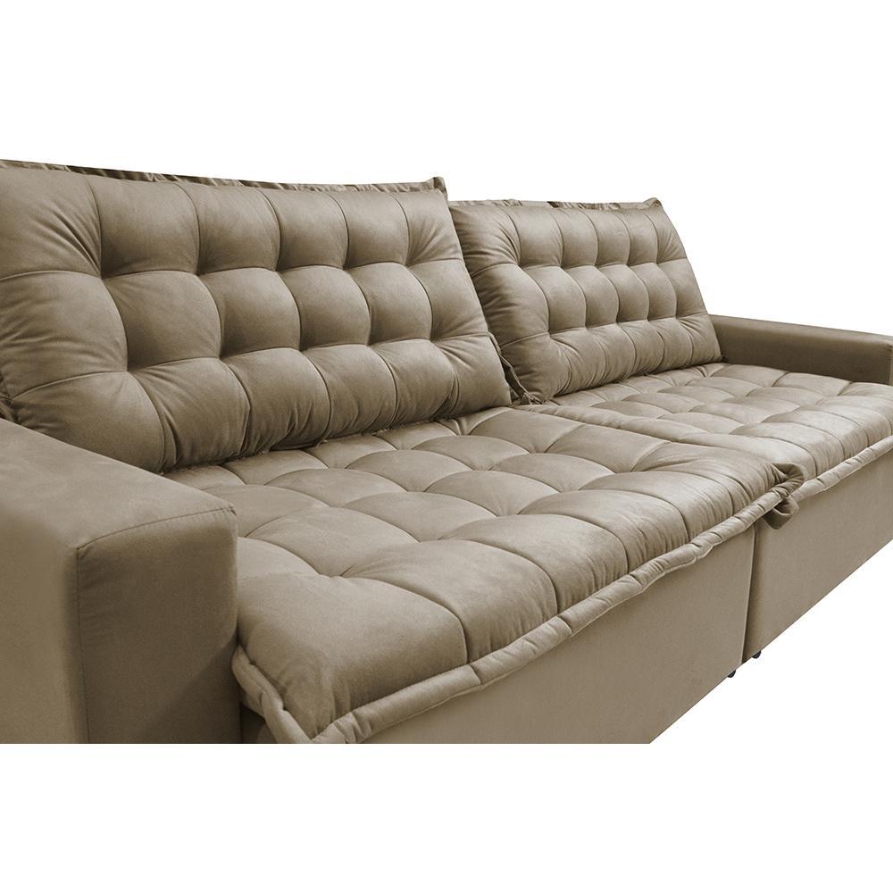 Sofá Retrátil Reclinável e Cama 2,75m Cama inBox Flex Suede Velusoft Bege - 4