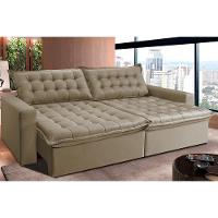 Sofá Retrátil Reclinável e Cama 2,75m Cama inBox Flex Suede Velusoft Bege - 1