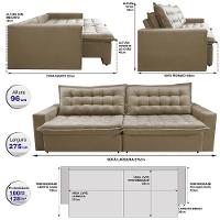 Sofá Retrátil Reclinável e Cama 2,75m Cama inBox Flex Suede Velusoft Bege - 2