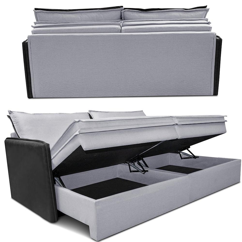 Sofá Sem Caixa Retrátil Baú 1,95m Cama inBox Grace Tecido Linho e Courino Cinza Claro - 7