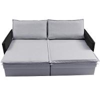 Sofá Sem Caixa Retrátil Baú 1,95m Cama inBox Grace Tecido Linho e Courino Cinza Claro - 6