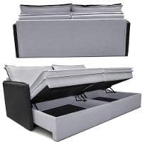 Sofá Sem Caixa Retrátil Baú 1,95m Cama inBox Grace Tecido Linho e Courino Cinza Claro - 7