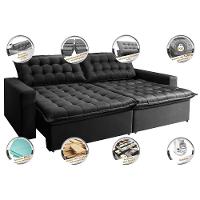 Sofá Retrátil Reclinável e Cama 2,35m Cama inBox Flex Suede Velusoft Preto - 3