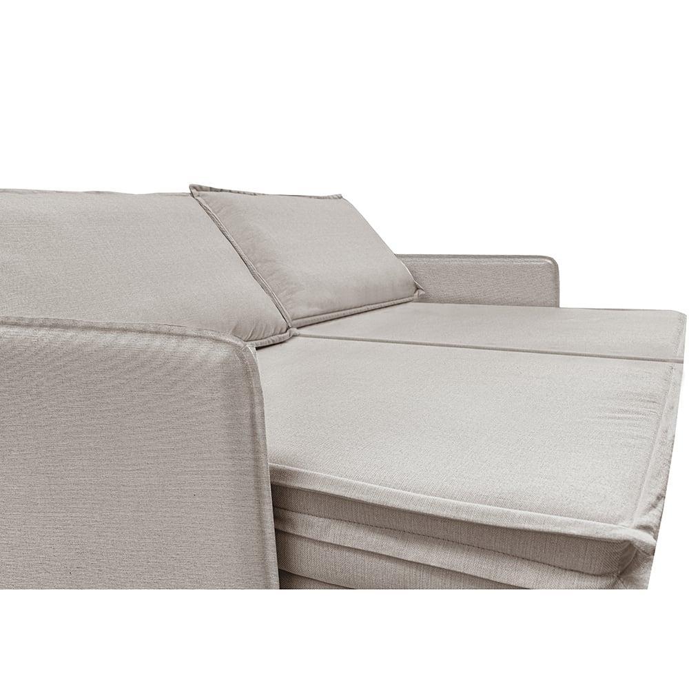 Sofá Sem Caixa Retrátil Baú 1,75m Lounge Linho Bege Claro Cama inBox - 5