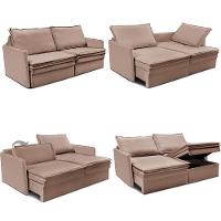 Sofá Sem Caixa Retrátil Baú 1,75m Lounge Linho Bege Escuro Cama inBox - 2