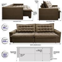 Sofá Retrátil Reclinável e Cama 2,35m Cama inBox Flex Suede Velusoft Castor - 2