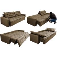 Sofá Retrátil Reclinável e Cama 2,35m Cama inBox Flex Suede Velusoft Castor - 7