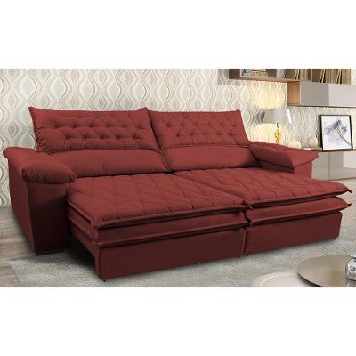 Sofá Retrátil, Reclinável Molas Ensacada Cama inBox Botonê 2,12m Espuma Viscoelástico Suede Vermelho