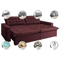 Sofá Retrátil Reclinável e Cama 2,35m Cama inBox Flex Suede Velusoft Vinho - 3