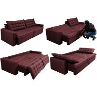 Sofá Retrátil Reclinável e Cama 2,35m Cama inBox Flex Suede Velusoft Vinho - 7