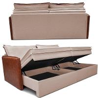 Sofá Sem Caixa Retrátil Baú 1,75m Cama inBox Grace Tecido Linho e Courino Bege Escuro - 7