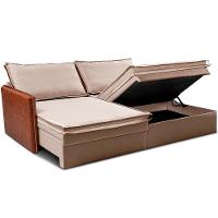 Sofá Sem Caixa Retrátil Baú 1,75m Cama inBox Grace Tecido Linho e Courino Bege Escuro - 8