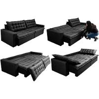 Sofá Retrátil Reclinável e Cama 2,95m Cama inBox Flex Suede Velusoft Preto - 7