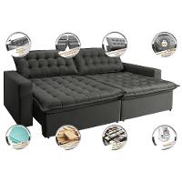 Sofá Retrátil Reclinável e Cama 2,75m Cama inBox Flex Suede Velusoft Cinza - 3