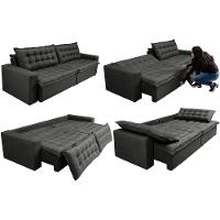 Sofá Retrátil Reclinável e Cama 2,75m Cama inBox Flex Suede Velusoft Cinza - 7