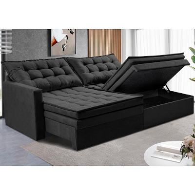 Sofá Sem Caixa Retrátil Baú 1,80m Cama inBox Secret Suede Velusoft Castor