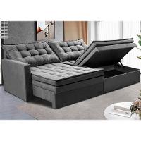 Sofá Sem Caixa Retrátil Baú 1,80m Cama inBox Secret Suede Velusoft Cinza - 1