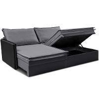 Sofá Sem Caixa Retrátil Baú 1,75m Cama inBox Grace Tecido Linho e Courino Cinza Escuro - 8