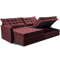 Sofá Sem Caixa Retrátil Baú 1,60m Cama inBox Secret Suede Velusoft Vinho - 8