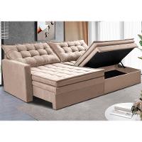Sofá Sem Caixa Retrátil Baú 1,80m Cama inBox Secret Suede Velusoft Bege - 1
