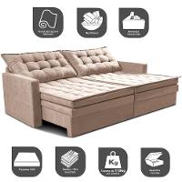 Sofá Sem Caixa Retrátil Baú 1,80m Cama inBox Secret Suede Velusoft Bege