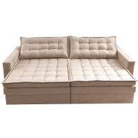 Sofá Sem Caixa Retrátil Baú 1,80m Cama inBox Secret Suede Velusoft Bege - 5