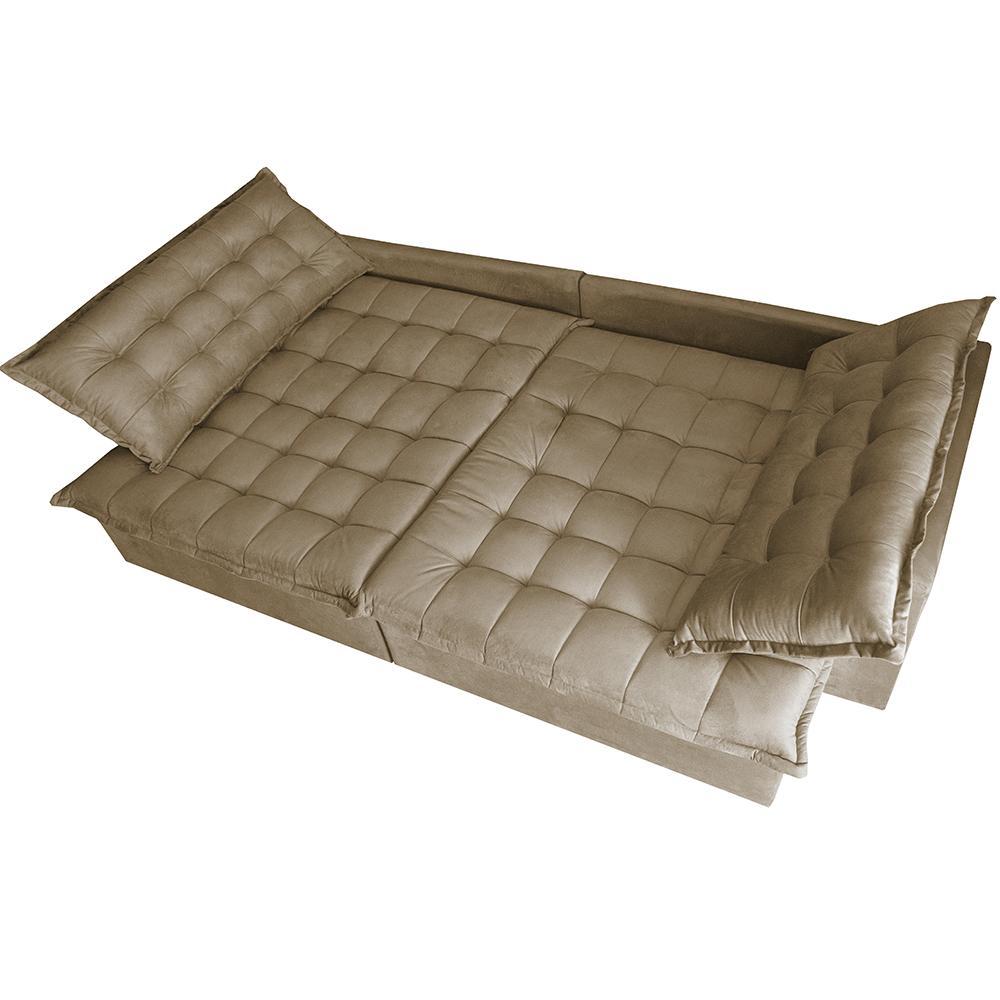 Sofá Retrátil Reclinável e Cama 2,35m Cama inBox Flex Suede Velusoft Bege - 5