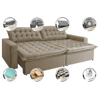 Sofá Retrátil Reclinável e Cama 2,35m Cama inBox Flex Suede Velusoft Bege - 3