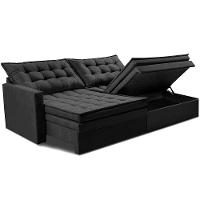 Sofá Sem Caixa Retrátil Baú 1,60m Cama inBox Secret Suede Velusoft Preto - 8