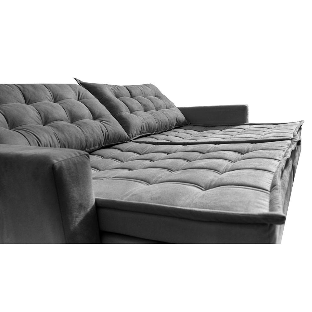 Sofá Sem Caixa Retrátil Baú 1,60m Cama inBox Secret Suede Velusoft Cinza - 5