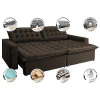 Sofá Retrátil Reclinável e Cama 2,35m Cama inBox Flex Suede Velusoft Café - 3