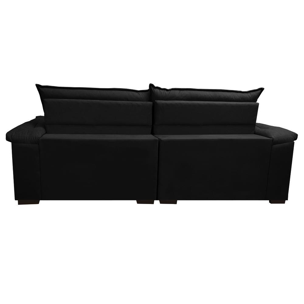 Sofá Retrátil e Reclinável Molas Ensacadas Cama inBox Botonê 2,32m Espuma Viscoelástico Suede Preto - 6