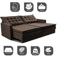 Sofá Sem Caixa Retrátil Baú 1,60m Cama inBox Secret Suede Velusoft Café