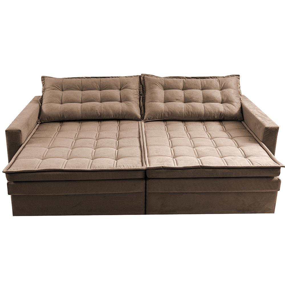Sofá Sem Caixa Retrátil Baú 1,60m Cama inBox Secret Suede Velusoft Castor - 6