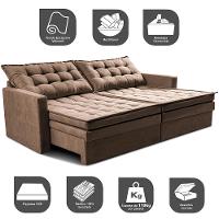 Sofá Sem Caixa Retrátil Baú 1,60m Cama inBox Secret Suede Velusoft Castor