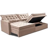 Sofá Sem Caixa Retrátil Baú 1,60m Cama inBox Secret Suede Velusoft Bege - 8