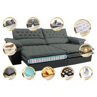 Sofá Retrátil e Reclinável Molas Ensacadas Cama inBox Botonê 2,12m Espuma Viscoelástico Suede Cinza - 3