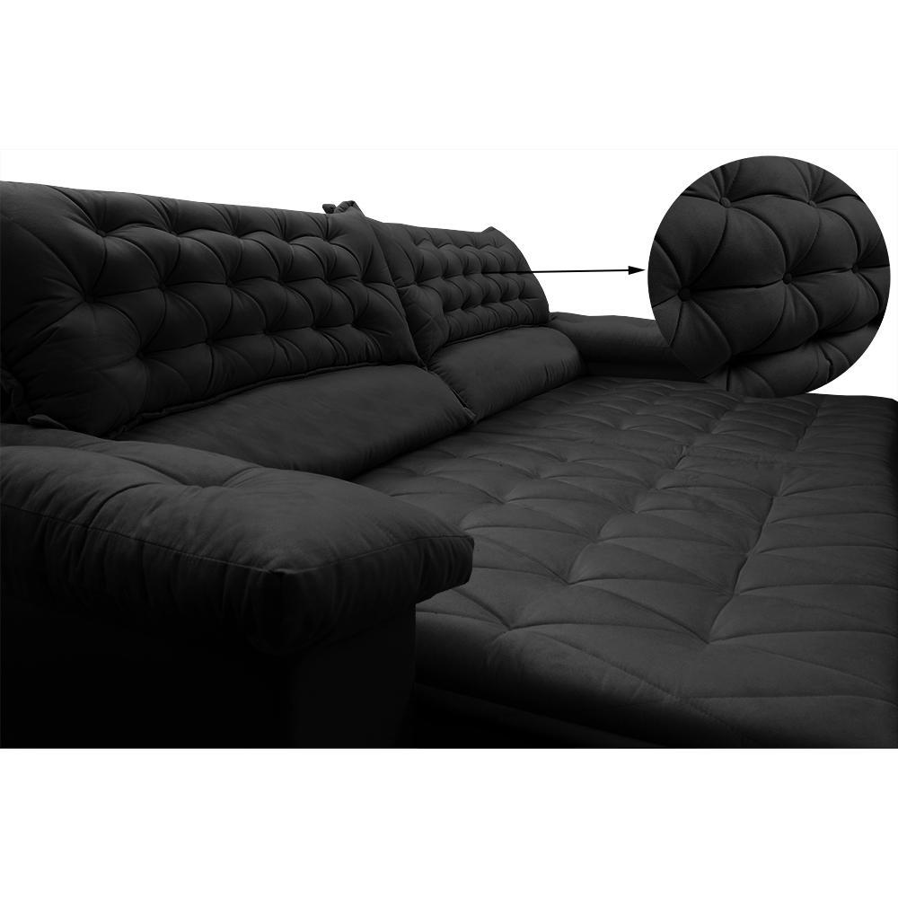 Sofá Retrátil e Reclinável Molas Ensacadas Cama inBox Botonê 2,12m Espuma Viscoelástico Suede Preto - 4