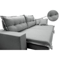 Sofá Retrátil e Reclinável com Molas Ensacadas Cama inBox Prime 3,12m Tecido Linho Cinza Claro