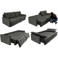 Sofá Sem Caixa Retrátil Reclinável 2,55m Cama inBox Versátil com Pillow Top e Molas Velusoft Cinza - 7