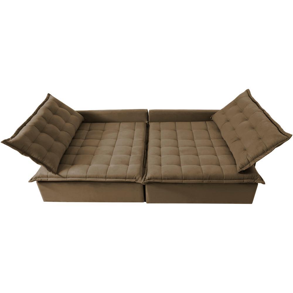 Sofá Sem Caixa Retrátil Reclinável 2,55m Cama inBox Versátil com Pillow Top e Molas Velusoft Castor - 5