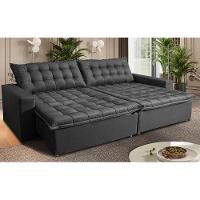 Sofá Sem Caixa Retrátil Reclinável 2,15m Cama inBox França Velusoft Cinza - 1