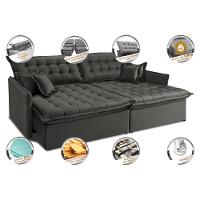 Sofá Sem Caixa Retrátil Reclinável 2,35m Cama inBox Versátil com Pillow Top e Molas Velusoft Cinza - 3