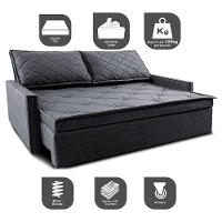 Sofá Sem Caixa Retrátil e Reclinável 1,65m Cama inBox Loft Linho Cinza Escuro - 3