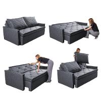 Sofá Sem Caixa Retrátil e Reclinável 1,65m Cama inBox Loft Linho Cinza Escuro - 7