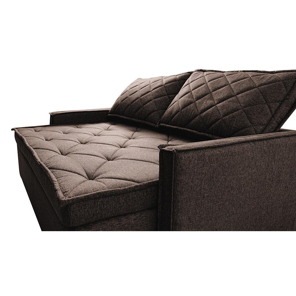 Sofá Sem Caixa Retrátil e Reclinável 1,65m Cama inBox Loft Linho Marrom - 4