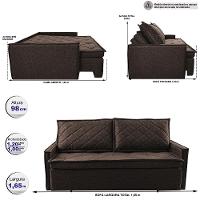 Sofá Sem Caixa Retrátil e Reclinável 1,65m Cama inBox Loft Linho Marrom - 2